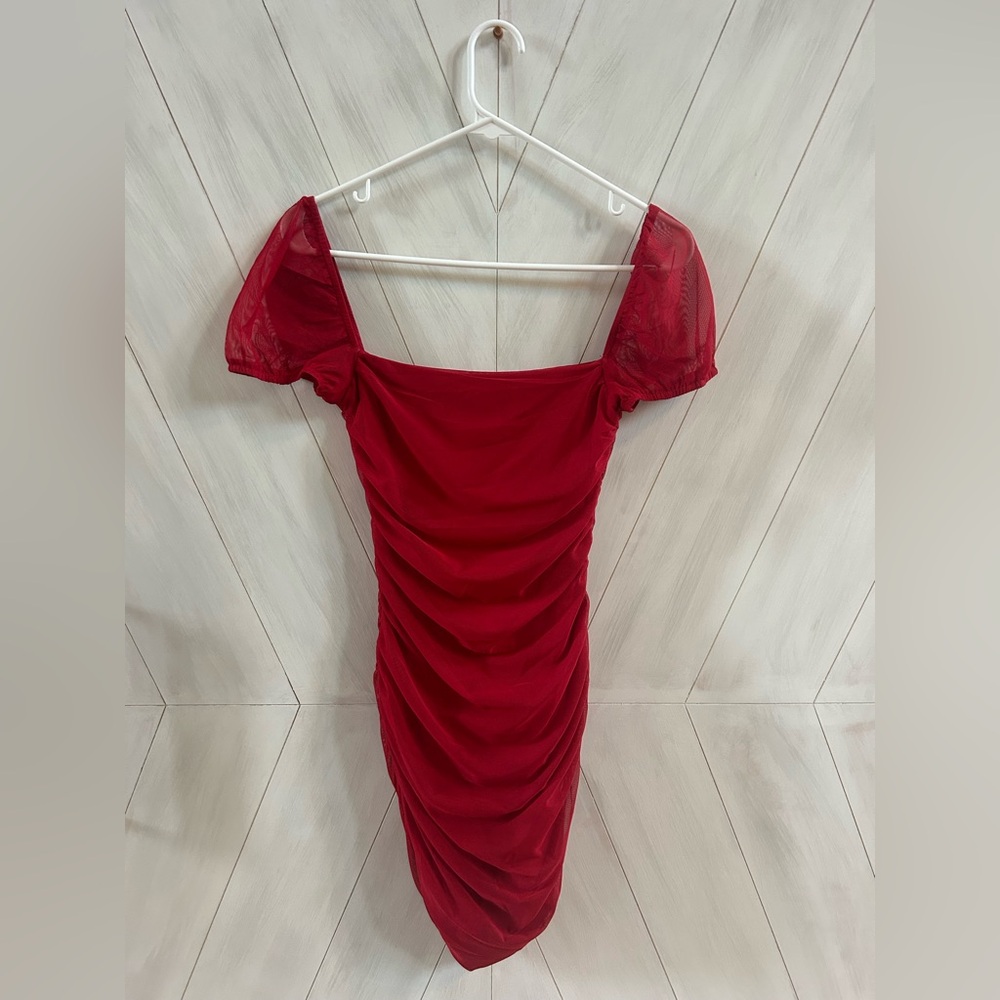 Princess Polly Red Ruched Bodycon Mini Dress